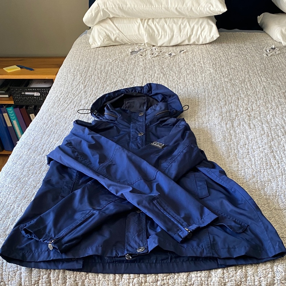 Elegant Blue Hooded Trench Coat